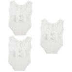 Gatuida 3 Parça Düz Renk Tulum Yenidoğan Fotoğraf Sahne Kız Bebek Dantel Romper Kız Fotoğrafçılığı Için Yenidoğan Kıyafetleri Kız Elbise Kız Çocuk Polyester Beyaz Giyim Bebek Giysileri