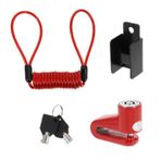 Gatuida Scooter Kilidi 2 Takım Disk Fren Kilidi Motosiklet Güvenlik Kilidi Su Geçirmez Asma Kilit Hırsızlığa Karşı Kilit Alarmlı Disk Kilidi Motosiklet Kilidi Bahar Kırmızı Pvc Waterproof