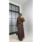 Gaus Kahve Dantel Detaylı Saten Etek GAUS-00999