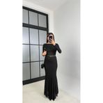 Gaus Siyah Maxi Boy Full Astarlı Dantel Etek GAUS-00714