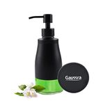 Gaussra Kaymaz Bardak Altlıklı Sabunluk, Mat Siyah Paslanmaz Çelik Cam El sabunluğu, Paslanma Önleyici Losyon Şişesi, Mutfak ve Banyo Deterjanı için, Doldurulabilir Sabun (11 oz / 320 ml)
