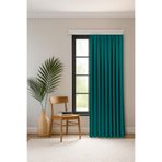 Gauze Fabric Design Safir Kadife Dokulu Deniz Yeşili EKSTRAFOR BÜZGÜLÜ KETEN DOKULU YÜKSEK KALİTELİ TEK KANAT FON PERDE 125 x 260
