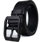 Gayış Özel Kutulu| Premium %1oo Deri | 4cm Genişlik Erkek Kot-Kumaş Pantolon Kemeri | Yumuşak Italyan Deri Kemer - 125 cm - Siyah