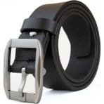 Gayış Özel Kutulu| Premium %1oo Deri | Erkek Kot-Kumaş Pantolon Kemeri | Yumuşak Italyan Deri Kemer - Siyah - Siyah - 110 cm