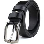 Gayış Özel Kutulu | Premium %1oo Deri Tek Parça | 3.5cm Erkek Kumaş Pantolon - Takım Elbise Kemeri - Siyah - 125 cm