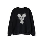 Gaz Maskesi ve Mouse Kulakları Tasarımlı Siyah Siyah Bisiklet Yaka Sweatshirt