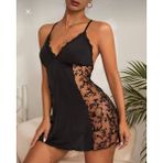 Gazaniga Kadın Siyah Askılı Dantel Detaylı Exclusive Transparan Gecelik Elbise Nairobi - L / XL