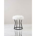 Gazel Siyah Renk Beyaz Peluş Puf - 40x32 - Siyah - Beyaz