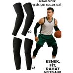 Gazelmanya Basketbol Dizliği + Basketbol Kolluğu Korumasız Spor Dizlik Basketbol Kolluk Koşu Dizliği Fitness - Siyah - L - XL