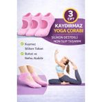 Gazelmanya Pilates ve Yoga Çorabı Kaydırmaz Tabanlı Pilates Çorabı Yoga Çorabı Plates Çorabı Dans Çorabı - 3 Adet - Pembe