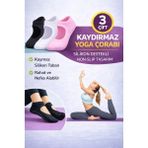 Gazelmanya Pilates ve Yoga Çorabı Kaydırmaz Tabanlı Pilates Çorabı Yoga Çorabı Plates Çorabı Dans Çorabı - 3 Adet - Siyah - Beyaz - Pembe