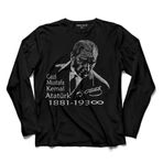 Gazi Mustafa Kemal Atatürk 1881 10 Kasım 1938 5 Uzun Kollu Tişört Baskılı Çocuk T-Shirt Siyah