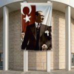 Gazi Mustafa Kemal Atatürk Poster Bayrak Premium Raşel Kumaş ATA16 2X3M