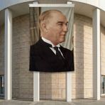 Gazi Mustafa Kemal Atatürk Yan Portre Poster Bayrak Premium Raşel Kumaş ATA58 2X3M