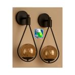 gaziantepavize Şarj Et Kullan 2li Badem Siyah Kasa Bal Glop Camlı Şarjlı Pilli Aplik Metal Modern Aydınlatma