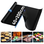 Gazlı mangal, fırın kağıdı, tekrar kullanılabilir, barbekü ızgara matı, teflon yapışmaz tekrar kullanılabilir, gazlı mangal, kömür mangalı, elektronik ızgara, fırın için (40 x 200 cm)