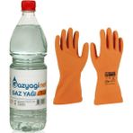 Gazyaginet Gaz yağı Kerosen 1 Litre Pet Şişe + Starline Stl-55 Kimyasal Eldiven 8-8,5