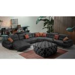 Gazzini Furniture Antrasit Kare Chester Model Kapitoneli Orta Puf - 73 x 73