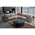 Gazzini Furniture Antrasit Yuvarlak Chester Model Kapitoneli Orta Puf - 80 x 80