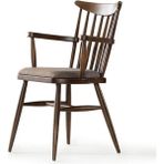 Gazzini Furniture Cotswold Ahşap Kolçaklı Amerikan Retro Sandalye - Ceviz - Bej