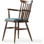 Gazzini Furniture Cotswold Ahşap Kolçaklı Amerikan Retro Sandalye - Ceviz - Mavi