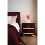 Gazzini Furniture Doppia Linea Gold İki Çekmeceli Bordo Komodin Kumaş Kapaklı Yatak Odası 2 Çekmeceli Komodin
