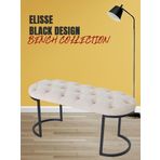 Gazzini Furniture Elisse Krem Bench Metal Ayaklı Kapitoneli Model Oval Puf