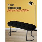Gazzini Furniture Elisse Siyah Bench Metal Ayaklı Kapitoneli Model Oval Puf