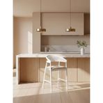 Gazzini Furniture Gazel Bambu Hasırlı Ahşap Bar Sandalyesi - Beyaz