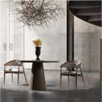 Gazzini Furniture Gazel Hasırlı Beyaz Teddy Hazeran Ceviz Ahşap Bohem Sandalye - Ceviz - Beyaz