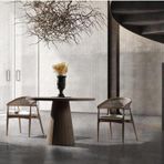 Gazzini Furniture Gazel Hasırlı Beyaz Teddy Hazeran Ceviz Ahşap Bohem Sandalye