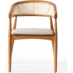 Gazzini Furniture Gazel Hasırlı Beyaz Teddy Hazeran Natural Ahşap Bohem Sandalye - Natural - Beyaz