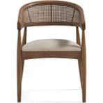 Gazzini Furniture Gazel Hasırlı Krem Teddy Hazeran Ceviz Ahşap Bohem Sandalye - Natural - Krem