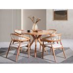 Gazzini Furniture Gazel Hasırlı Krem Teddy Hazeran Natural Ahşap Bohem Sandalye - Naturel Ahşap