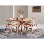 Gazzini Furniture Gazel Hasırlı Krem Teddy Hazeran Natural Ahşap Bohem Sandalye