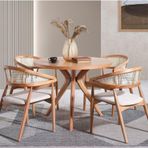 Gazzini Furniture Gazel Hasırlı Krem Teddy Hazeran Natural Ahşap Bohem Sandalye