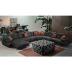 Gazzini Furniture Gri Kare Chester Model Kapitoneli Orta Puf 75x75 cm