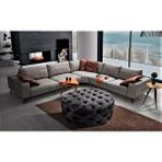 Gazzini Furniture Gri Yuvarlak Chester Model Kapitoneli Orta Puf - 80 x 80