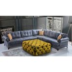 Gazzini Furniture Hardal Kare Chester Model Kapitoneli Orta Puf 75x75 cm
