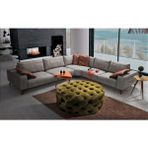 Gazzini Furniture Hardal Yuvarlak Chester Model Kapitoneli Orta Puf - 80 x 80