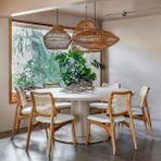 Gazzini Furniture Hypnos Beyaz Plazma Hasırlı Ceviz Ahşap Sandalye - Ceviz - Beyaz