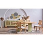 Gazzini Furniture Hypnos Beyaz Plazma Hasırlı Natural Ahşap Sandalye - Natural - Beyaz