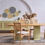 Gazzini Furniture Hypnos Beyaz Plazma Hasırlı Natural Ahşap Sandalye