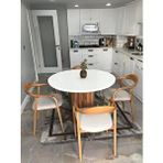 Gazzini Furniture Kleopatra İskandinav Natural Ahşap Masa Sandalye Takımı 90x90 Çok Renkli