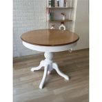 Gazzini Furniture Lindon Baba Ayak Yuvarlak Açılır Masa 110X110 - Beyaz - Ceviz - 110 x 110