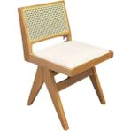 Gazzini Furniture Lofoten Pergel Hazeranlı Hasırlı Ahşap Sandalye - Natural - Beyaz