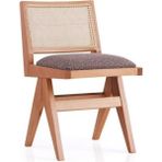Gazzini Furniture Lofoten Pergel Hazeranlı Hasırlı Ahşap Sandalye - Natural - Gri
