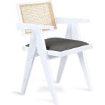 Gazzini Furniture Luna pergel hazeranlı model hasırlı natural ahşap sandalye - Beyaz - Antrasit