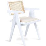 Gazzini Furniture Luna pergel hazeranlı model hasırlı natural ahşap sandalye - Beyaz - Beyaz