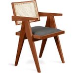 Gazzini Furniture Luna Pergel Hazeranlı Model Hasırlı Natural Ahşap Sandalye - Ceviz - Antrasit
